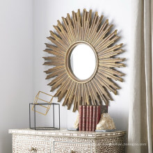 Sunburst Antique Gold Leaf PU Framed Mirror on Hot Sales